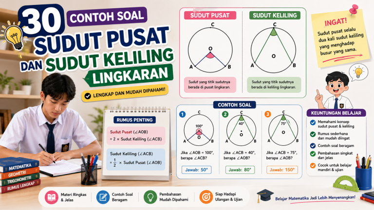 30 Contoh Soal Sudut Pusat dan Sudut Keliling Lingkaran Lengkap