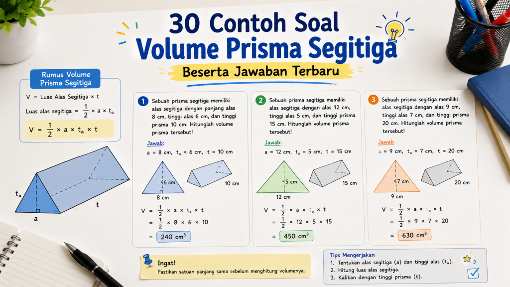 30 Contoh Soal Volume Prisma Segitiga Beserta Jawaban Terbaru