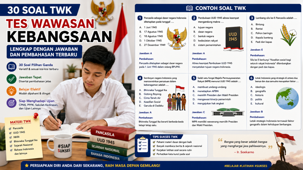 30Soal TWK Lengkap dengan Jawaban dan Pembahasan Terbaru