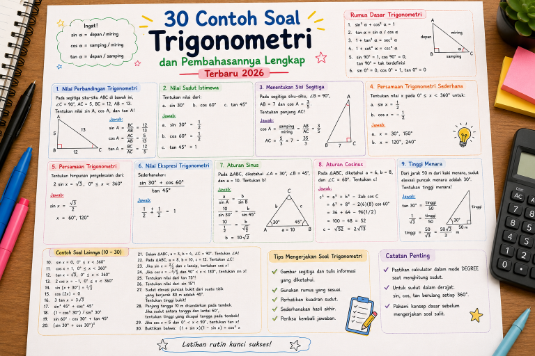 30 Contoh Soal Trigonometri dan Pembahasannya Lengkap 2026