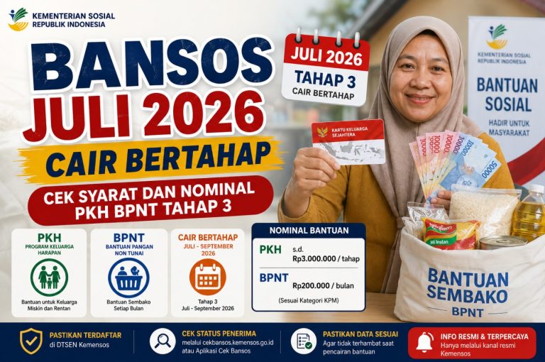 Bansos Juli 2026 Cair Bertahap, Cek Syarat dan Nominal PKH BPNT Tahap 3