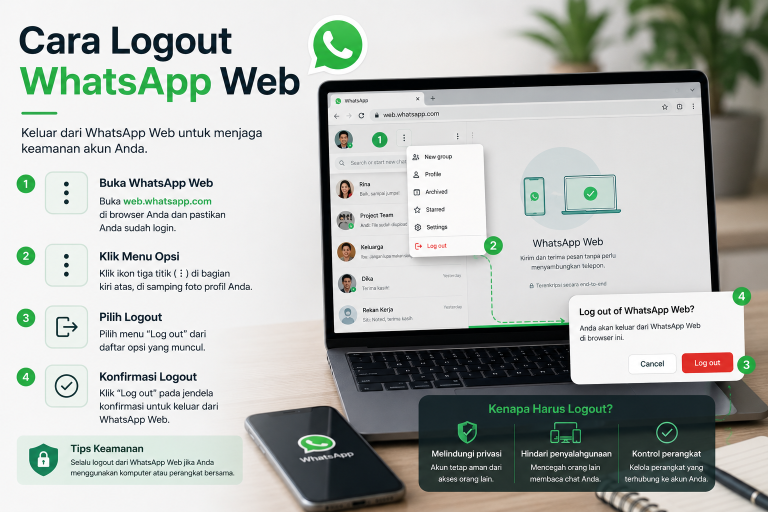 Cara Logout WhatsApp Web di Laptop dari HP (Mudah & Praktis) 2026
