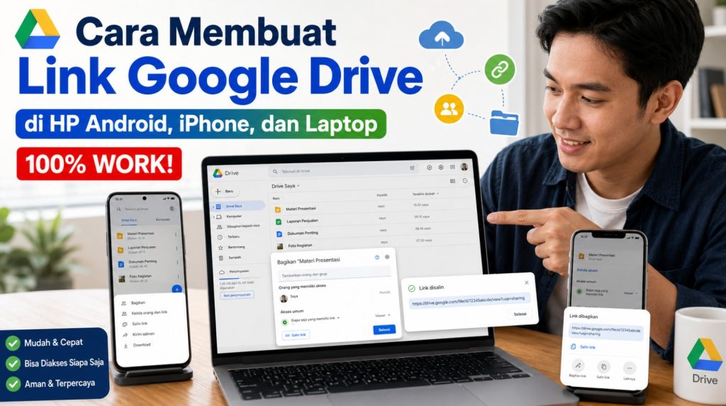 Cara Membuat Link Google Drive di HP Android, iPhone, dan Laptop (100% Work!)