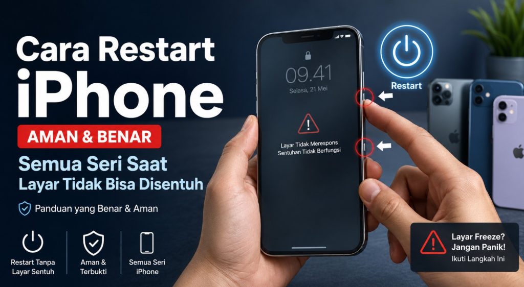 Cara Restart iPhone Semua Seri Saat Layar Tidak Bisa Disentuh yang Benar & Aman