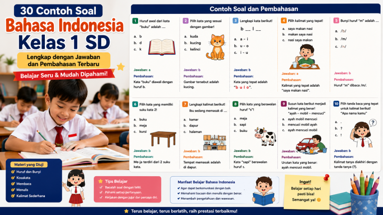 Contoh Soal Bahasa Indonesia Kelas 1 SD Lengkap 2026