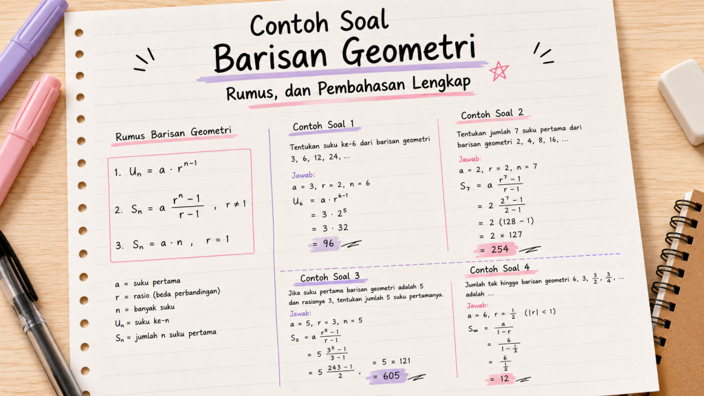 Contoh Soal Barisan Geometri, Rumus, dan Pembahasan Lengkap