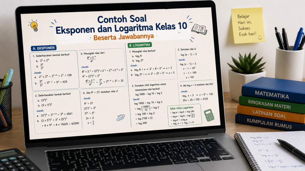 Contoh Soal Eksponen dan Logaritma Kelas 10 Beserta Jawabannya