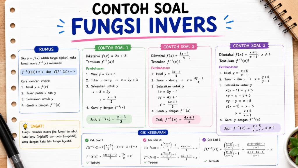 Contoh Soal Fungsi Invers, Rumus, dan Pembahasan Lengkap