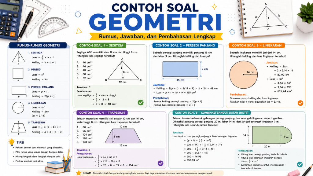 Contoh Soal Geometri Rumus, Jawaban, dan Pembahasan Lengkap