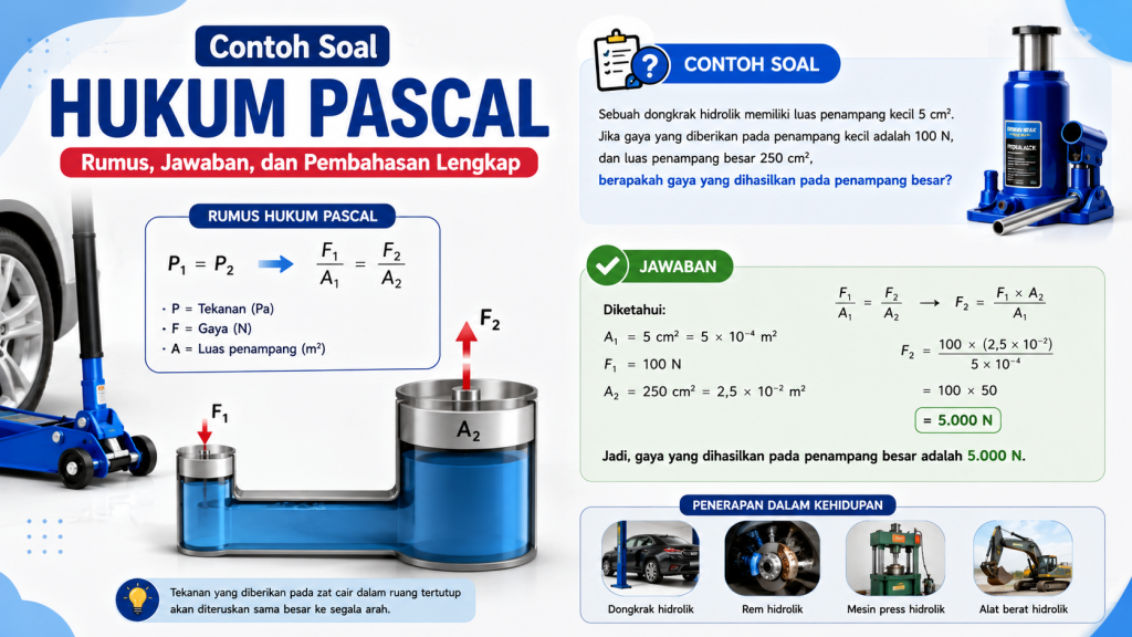 Contoh Soal Hukum Pascal Rumus, Jawaban, dan Pembahasan Lengkap
