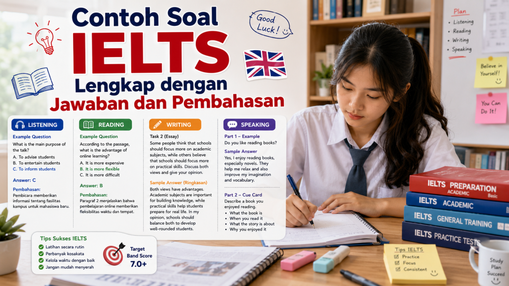Contoh Soal IELTS Lengkap dengan Jawaban dan Pembahasan