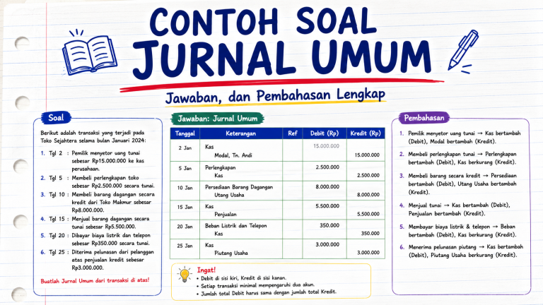 Contoh Soal Jurnal Umum, Jawaban, dan Pembahasan Lengkap