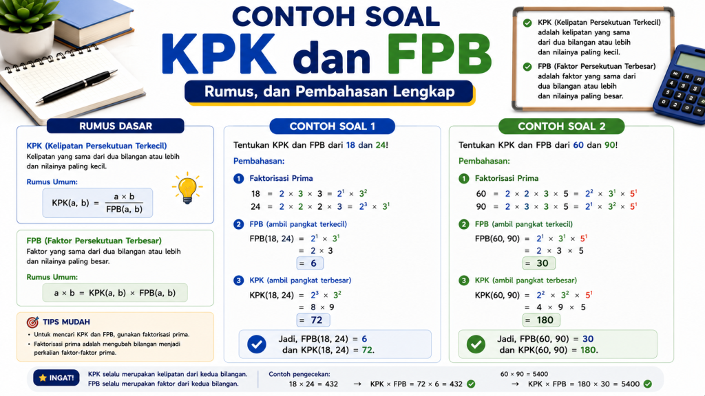 Contoh Soal KPK dan FPB Rumus, dan Pembahasan Lengkap