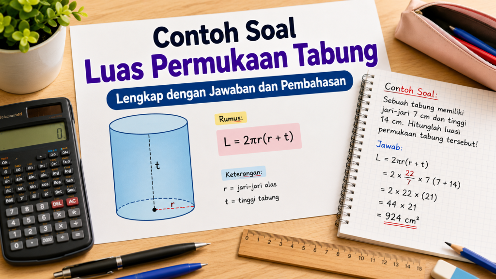 Contoh Soal Luas Permukaan Tabung Lengkap dengan Jawaban dan Pembahasan