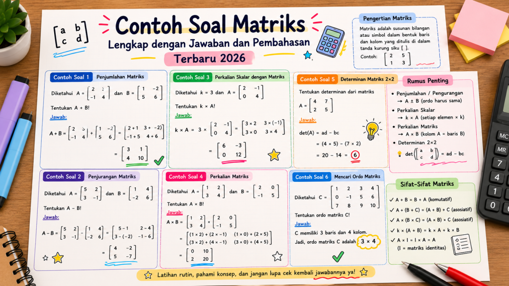 Contoh Soal Matriks Lengkap dengan Jawaban dan Pembahasan Terbaru 2026