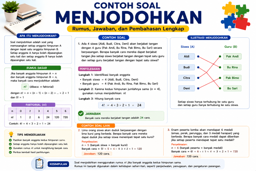 Contoh Soal Menjodohkan Rumus, Jawaban, dan Pembahasan Lengkap
