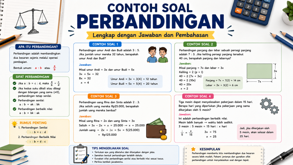 Contoh Soal Perbandingan Lengkap dengan Jawaban dan Pembahasan