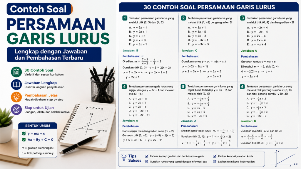 Contoh Soal Persamaan Garis Lurus Lengkap dengan Jawaban Terbaru