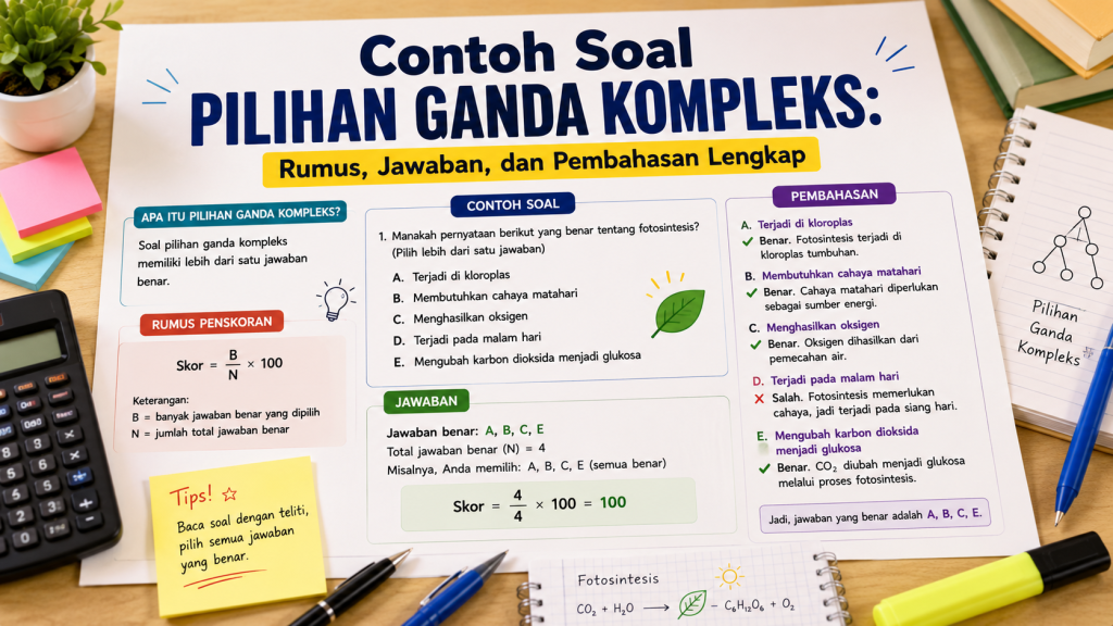 Contoh Soal Pilihan Ganda Kompleks Rumus, Jawaban, dan Pembahasan Lengkap