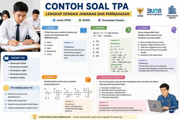 Contoh Soal TPA Lengkap dengan Jawaban dan Pembahasan