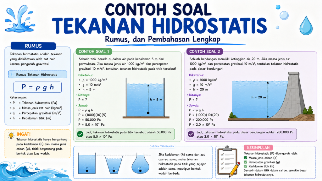 Contoh Soal Tekanan Hidrostatis, Rumus, dan Pembahasan Lengkap