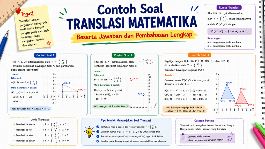 Contoh Soal Translasi Matematika Beserta Jawaban dan Pembahasan Lengkap