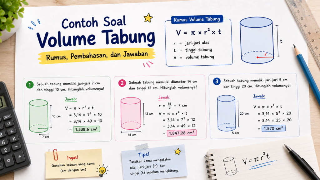 Contoh Soal Volume Tabung, Rumus, Pembahasan, dan Jawaban