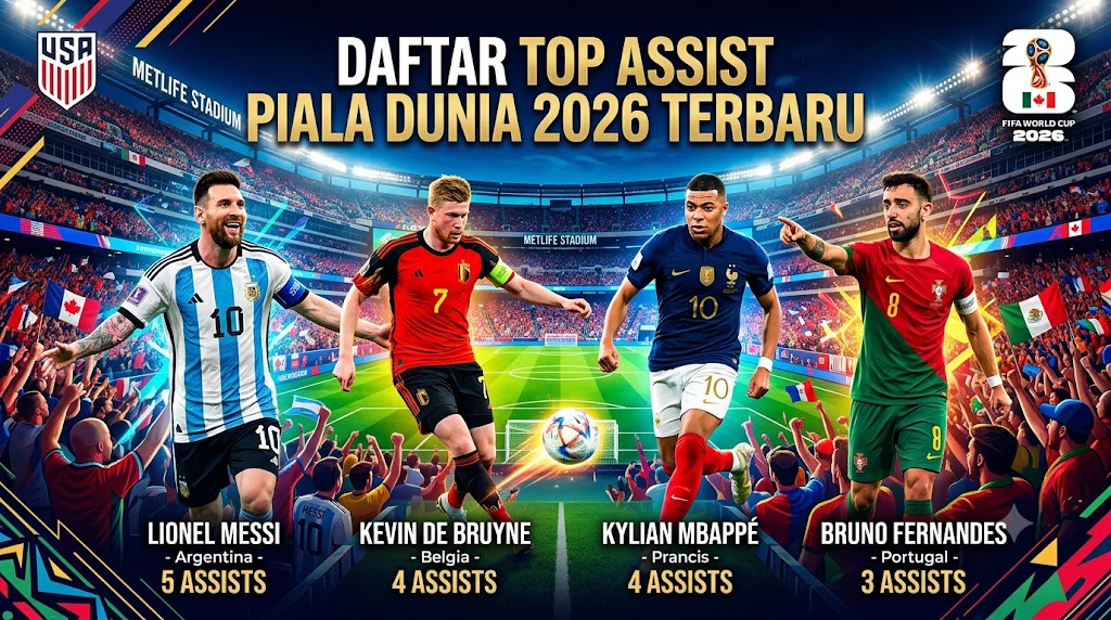 Daftar Top Assist Piala Dunia 2026 Terbaru