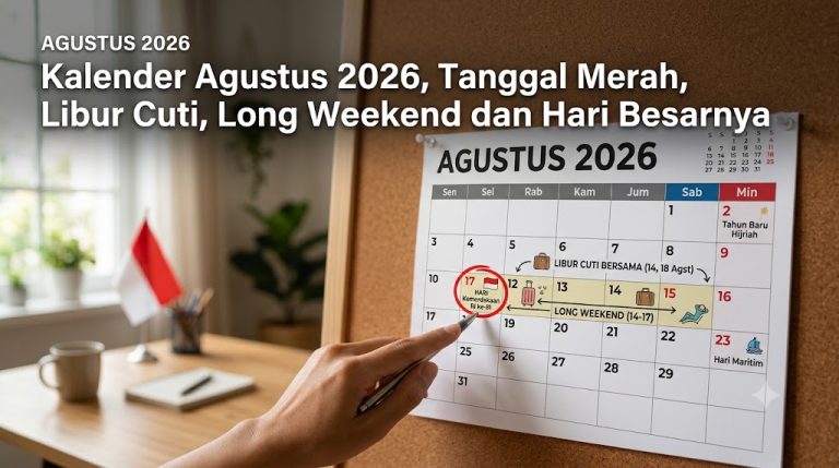 Kalender Agustus 2026, Tanggal Merah, Libur Cuti, Long Weekend dan Hari Besar