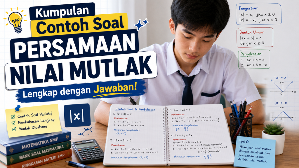 Kumpulan Contoh Soal Persamaan Nilai Mutlak Lengkap dengan Jawaban
