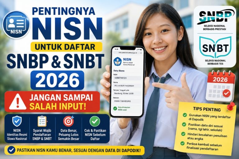 Pentingnya NISN untuk Daftar SNBP dan SNBT 2026, Jangan Sampai Salah Input