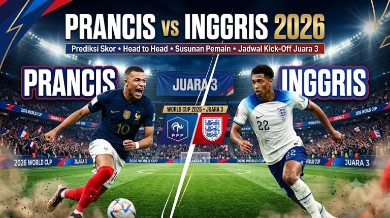 Prancis vs Inggris 2026: Prediksi Skor, Head to Head, Susunan Pemain, dan Jadwal Kick-Off Juara 3