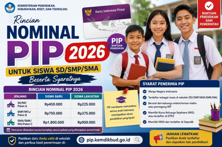 Rincian Nominal PIP 2026 untuk Siswa SD/SMP/SMA Beserta Syaratnya