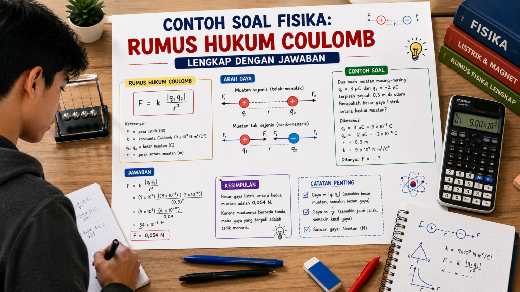 Contoh Soal Fisika Rumus Hukum Coulomb Lengkap dengan Jawaban
