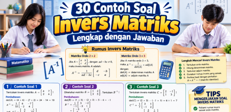 30 Contoh Soal Invers Matriks Lengkap dengan Jawaban