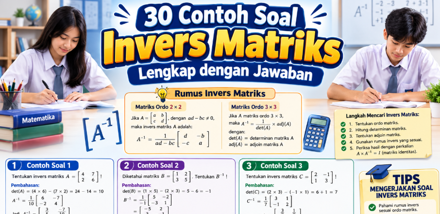 30 Contoh Soal Invers Matriks Lengkap dengan Jawaban