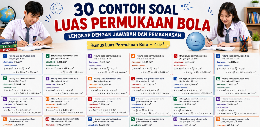 30 Contoh Soal Luas Permukaan Bola Lengkap dengan Jawaban dan Pembahasan