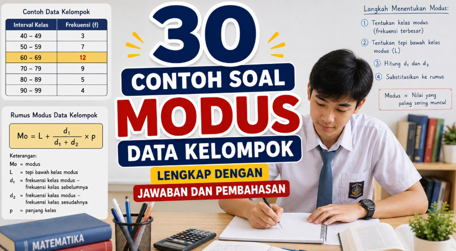 30 Contoh Soal Modus Data Kelompok Lengkap dengan Jawaban dan Pembahasan skrng ini