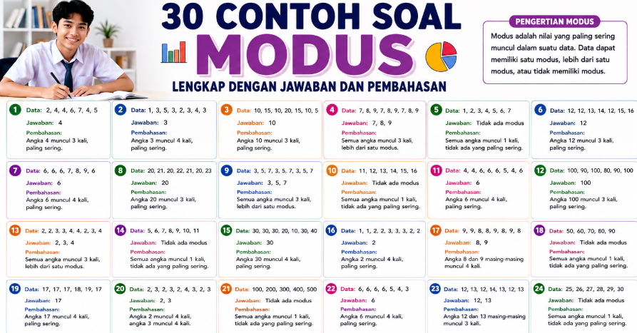 30 Contoh Soal Modus Lengkap dengan Jawaban dan Pembahasan Terbaru