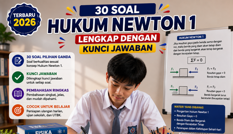 30 Soal Hukum Newton 1 Lengkap dengan Kunci Jawaban