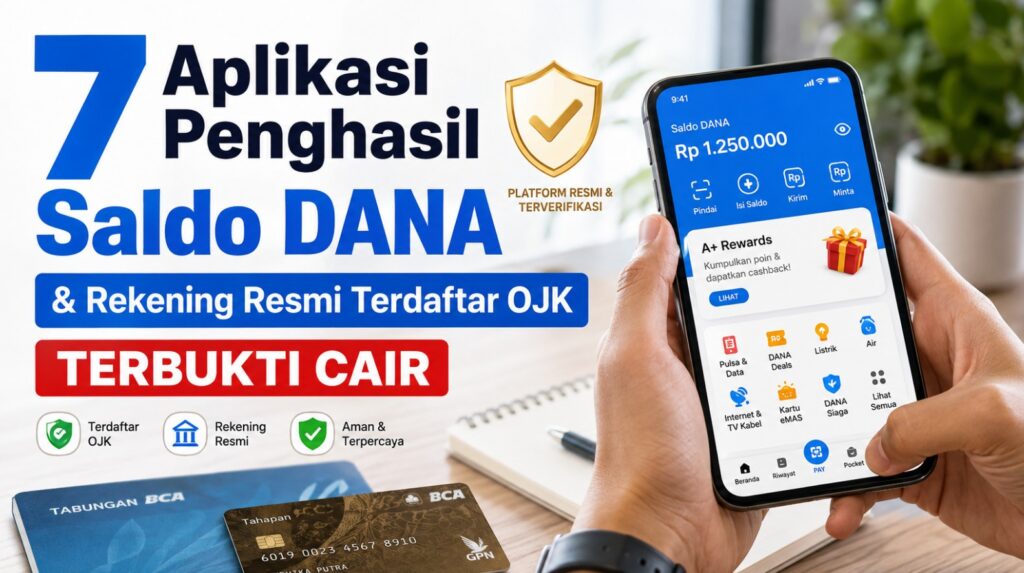 7 Aplikasi Penghasil Saldo DANA & Rekening Resmi Terdaftar OJK yang Terbukti Cair