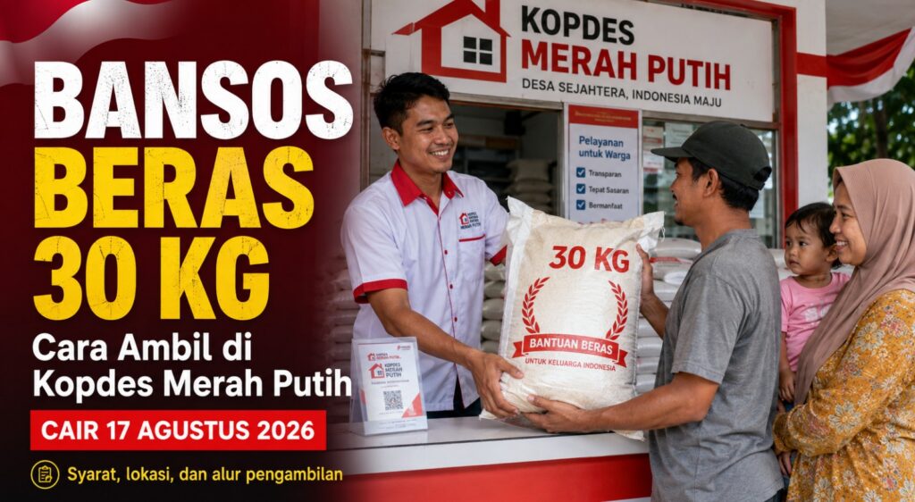 Cara Ambil Bansos Beras 30 Kg di Kopdes Merah Putih, Cair 17 Agustus 2026