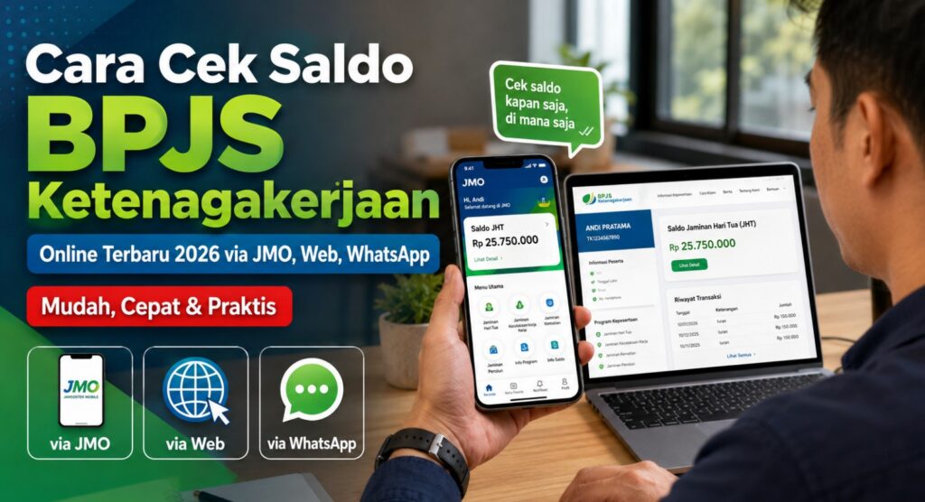 Cara Cek Saldo BPJS Ketenagakerjaan Online Terbaru 2026 (JMO, Web, WhatsApp)
