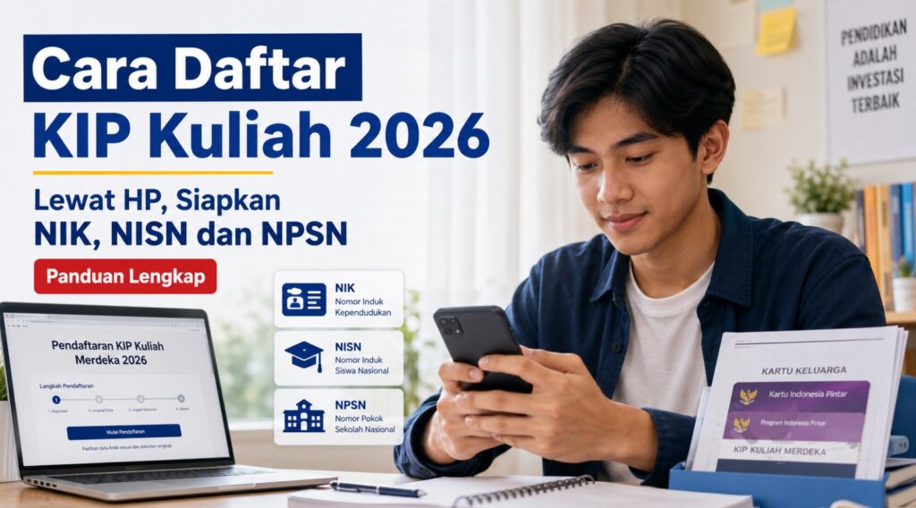 Cara Daftar KIP Kuliah 2026 lewat HP, Siapkan NIK, NISN dan NPSN