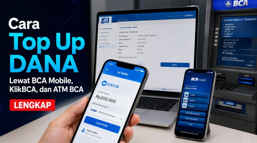 Cara Top Up DANA Lewat BCA Mobile, KlikBCA, dan ATM BCA Lengkap