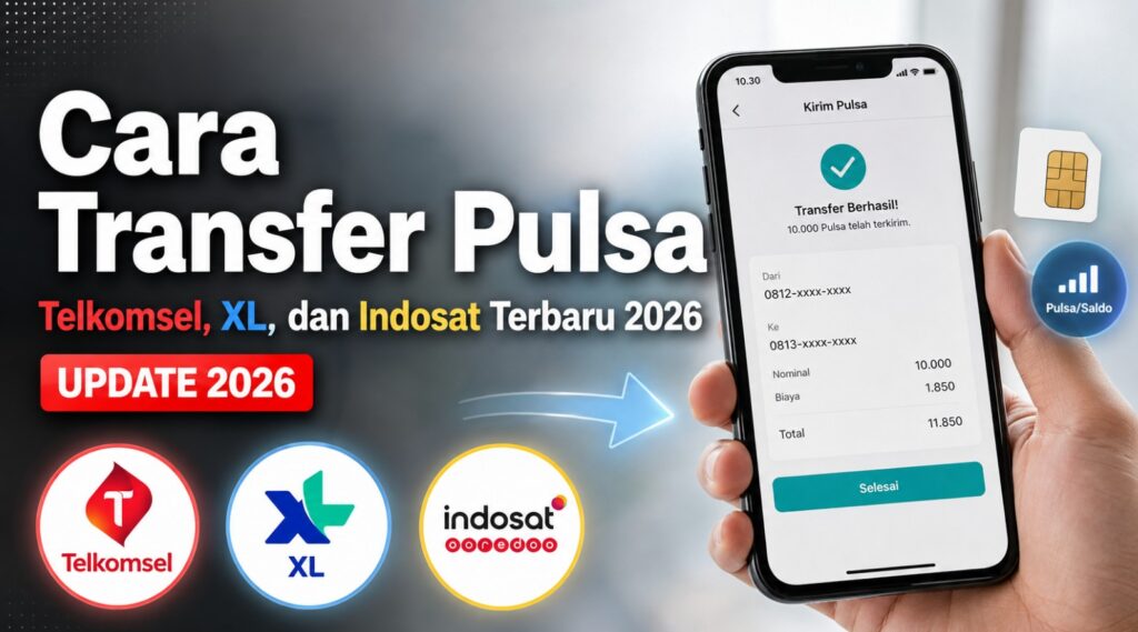Cara Transfer Pulsa Telkomsel, XL, dan Indosat Terbaru 2026