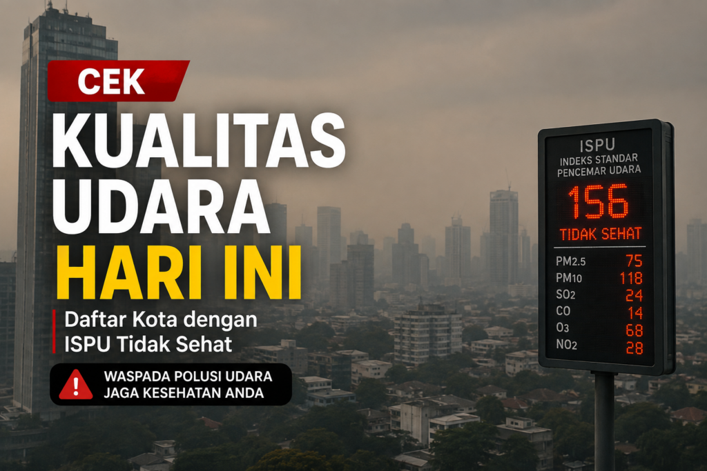 Cek Kualitas Udara Hari Ini, Daftar Kota dengan ISPU Tidak Sehat