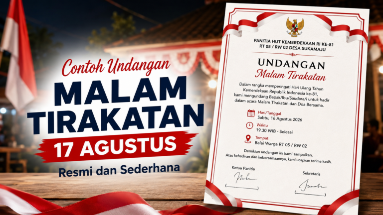 Contoh Undangan Malam Tirakatan 17 Agustus yang Resmi dan Sederhana