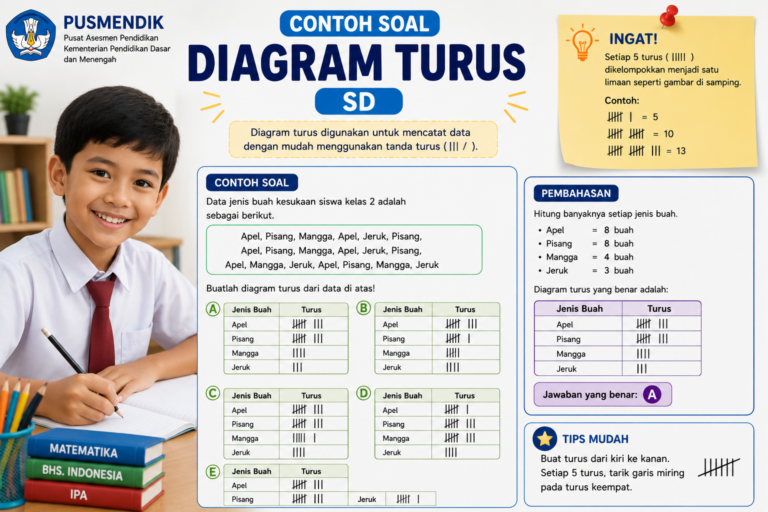 Contoh Soal Diagram Turus SD: Membaca Data dan Menentukan Jumlah