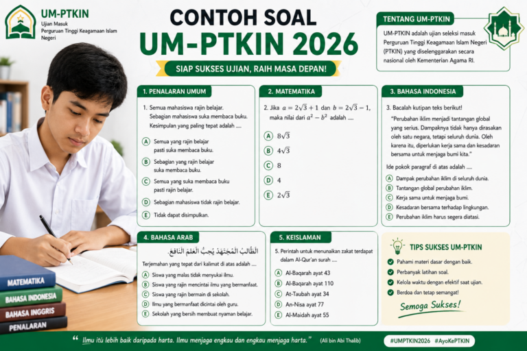 Contoh Soal UM-PTKIN 2026 Terbaru Lengkap dengan Jawaban